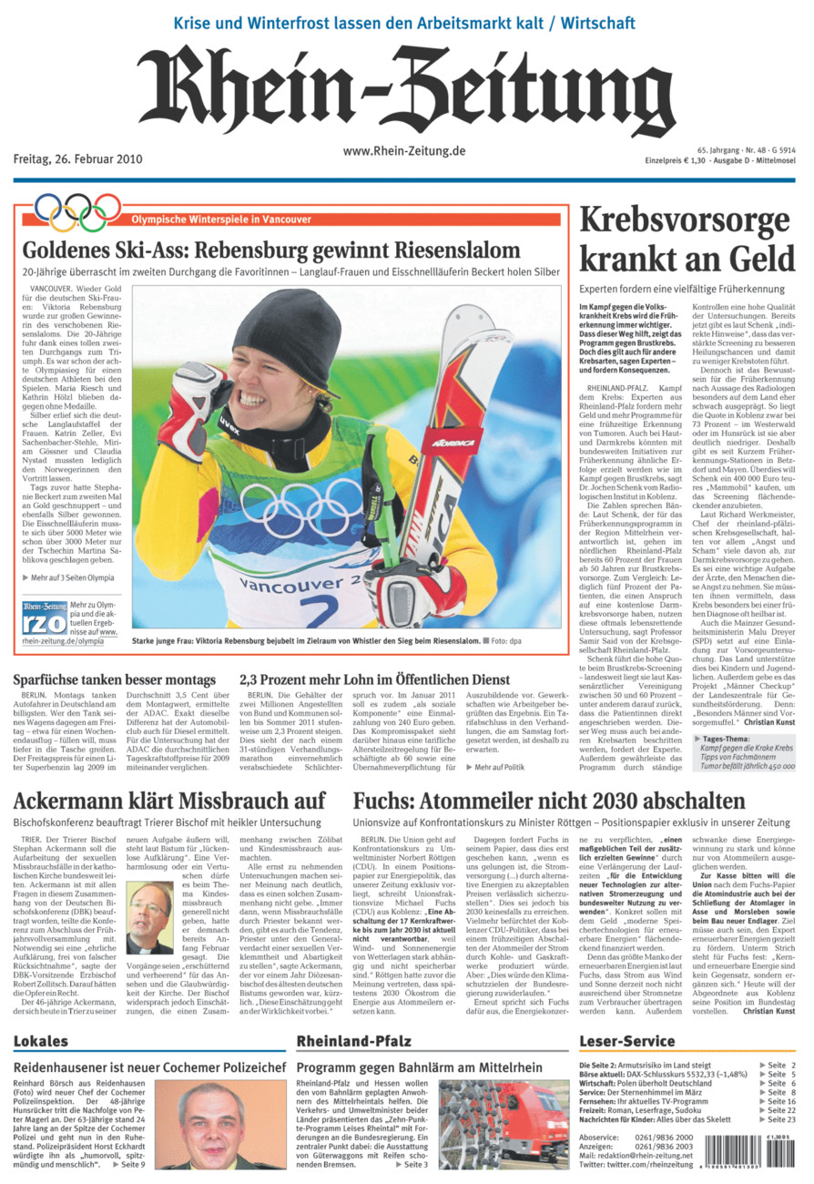 Rhein-Zeitung Kreis Cochem-Zell vom Freitag, 26.02.2010