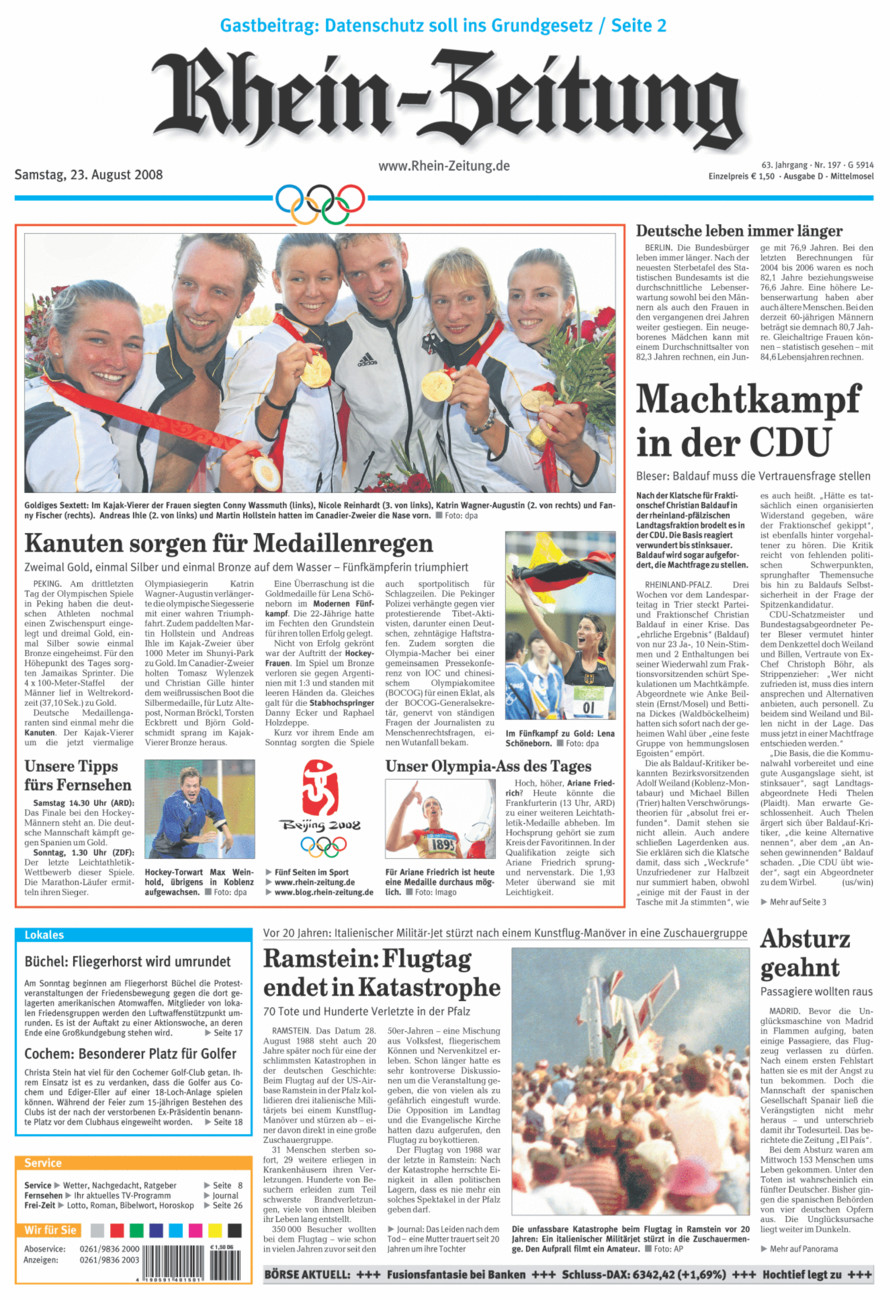 Rhein-Zeitung Kreis Cochem-Zell vom Samstag, 23.08.2008