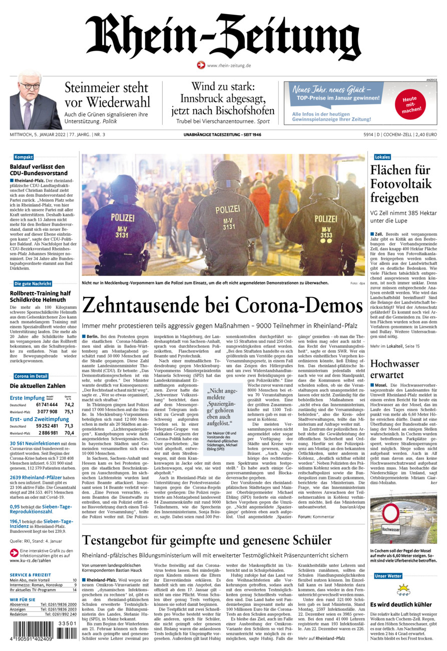 Rhein-Zeitung Kreis Cochem-Zell vom Mittwoch, 05.01.2022