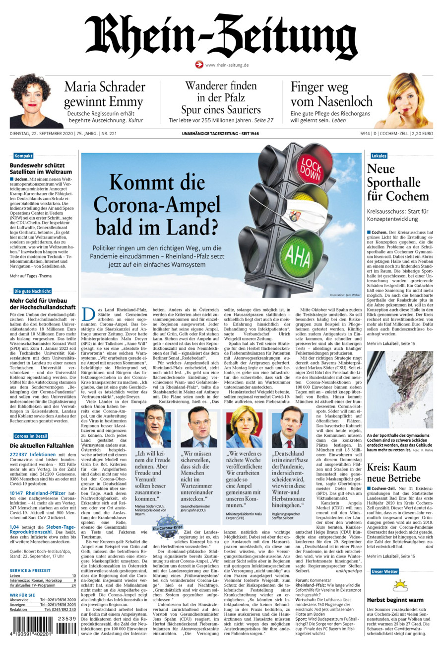Rhein-Zeitung Kreis Cochem-Zell vom Dienstag, 22.09.2020