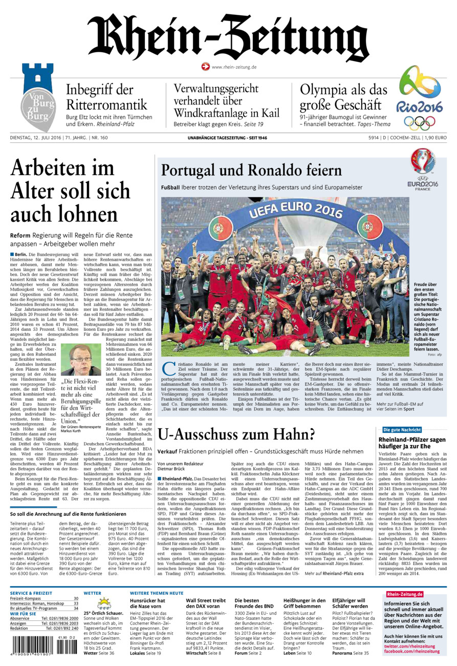 Rhein-Zeitung Kreis Cochem-Zell vom Dienstag, 12.07.2016
