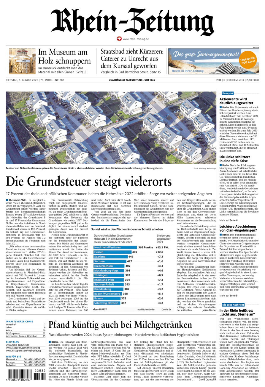 Rhein-Zeitung Kreis Cochem-Zell vom Dienstag, 08.08.2023