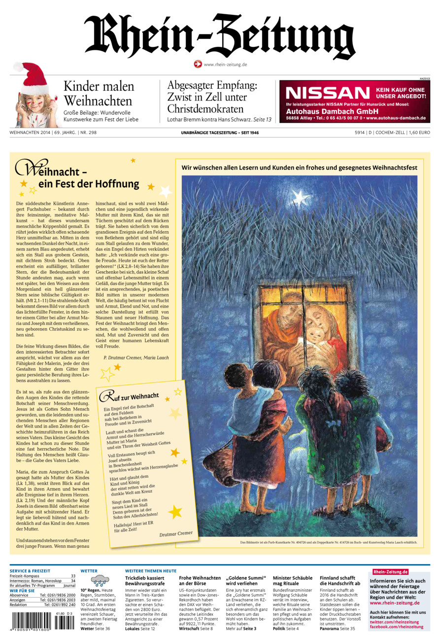 Rhein-Zeitung Kreis Cochem-Zell vom Mittwoch, 24.12.2014