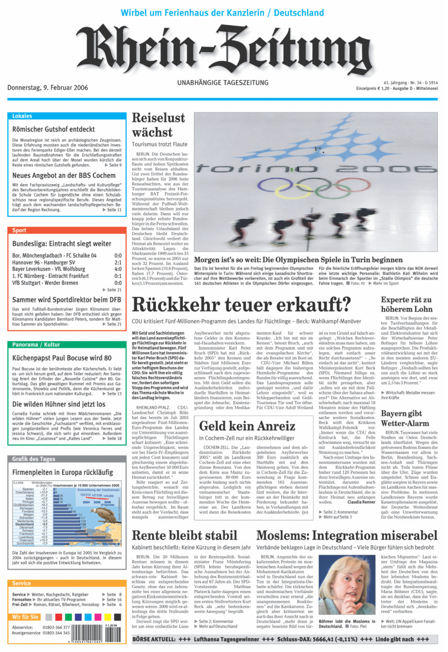 Rhein-Zeitung Kreis Cochem-Zell vom Donnerstag, 09.02.2006
