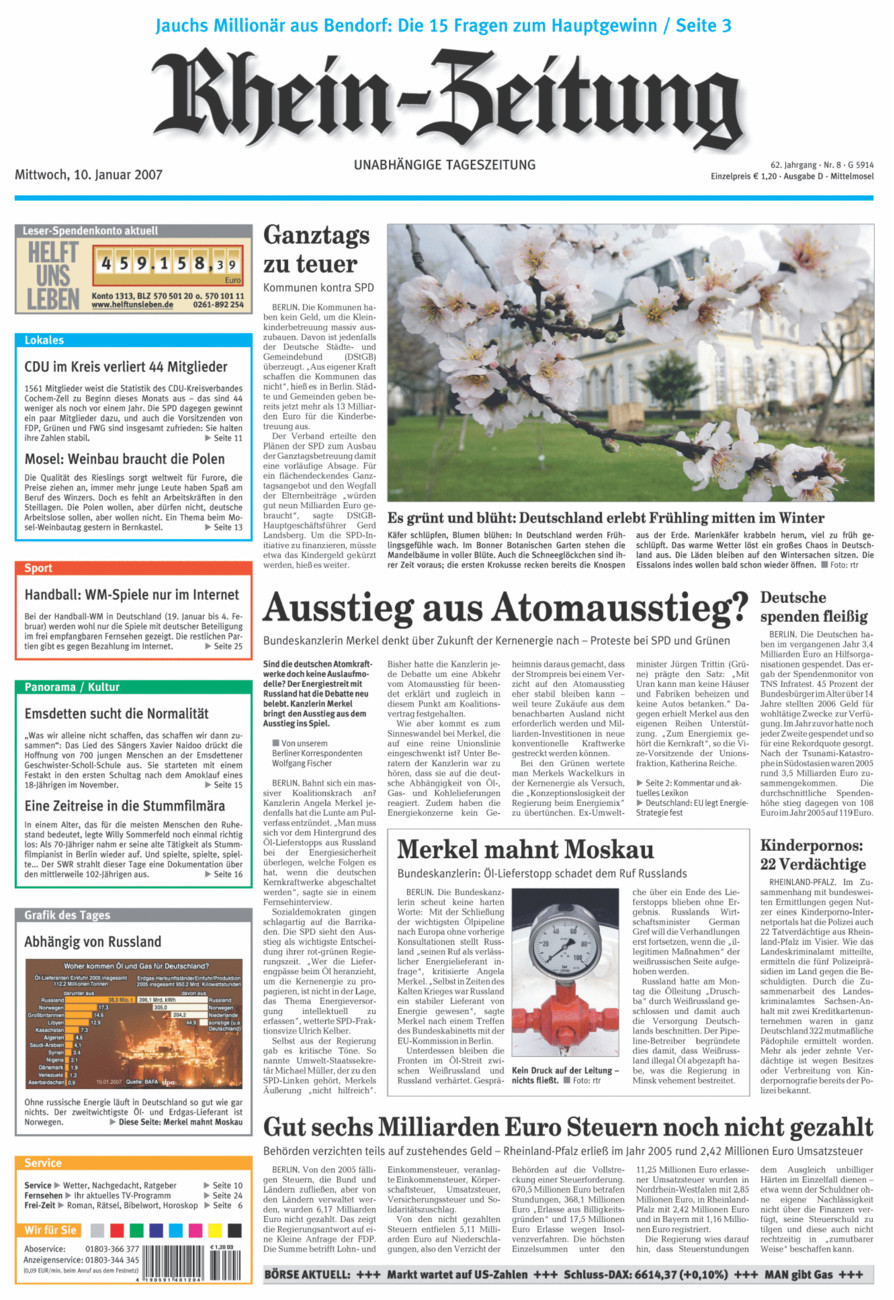 Rhein-Zeitung Kreis Cochem-Zell vom Mittwoch, 10.01.2007