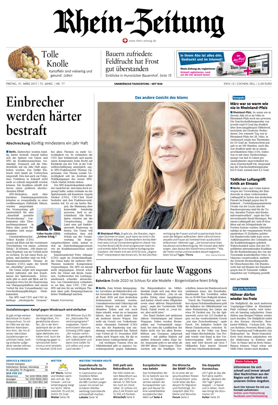 Rhein-Zeitung Kreis Cochem-Zell vom Freitag, 31.03.2017