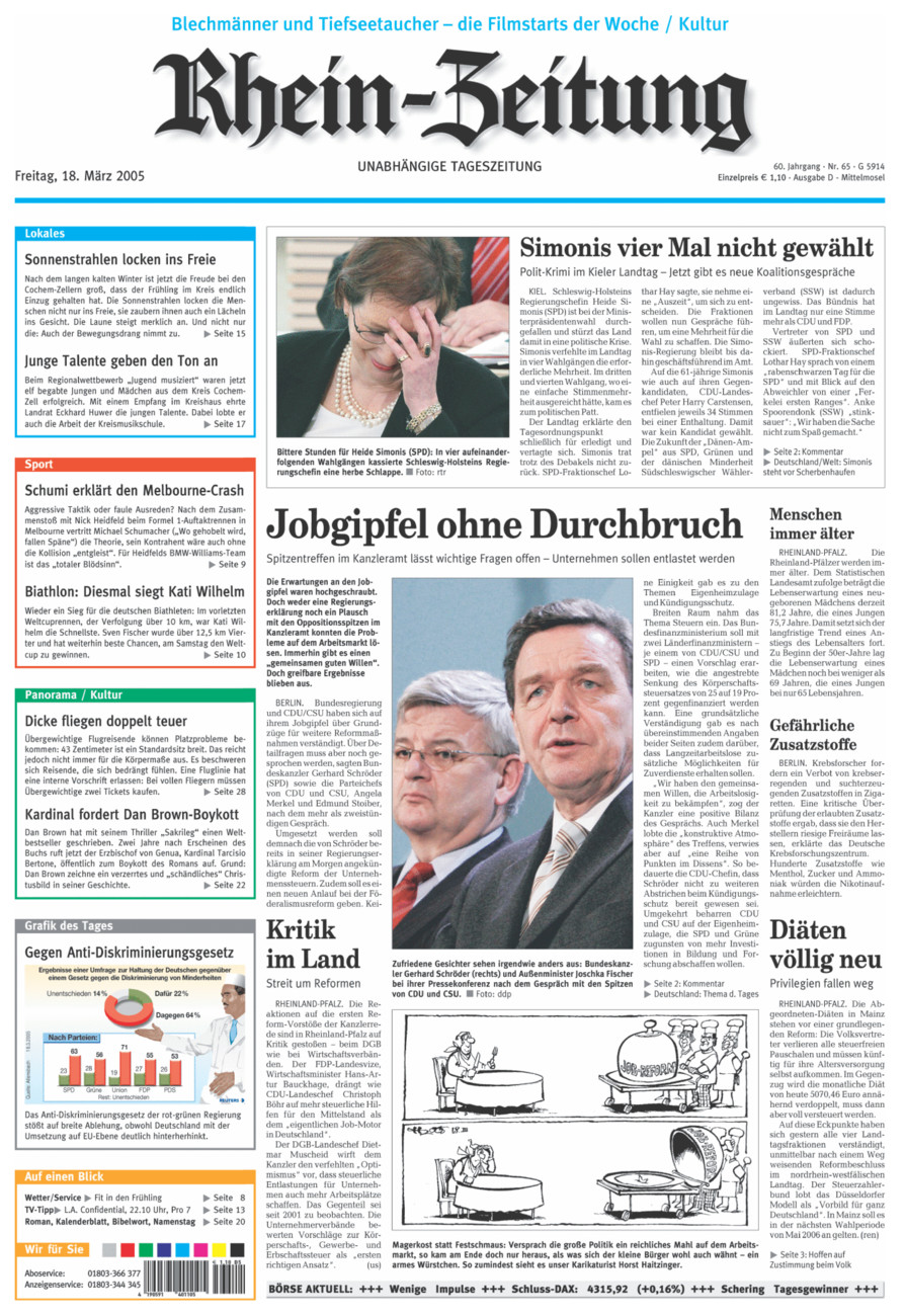 Rhein-Zeitung Kreis Cochem-Zell vom Freitag, 18.03.2005