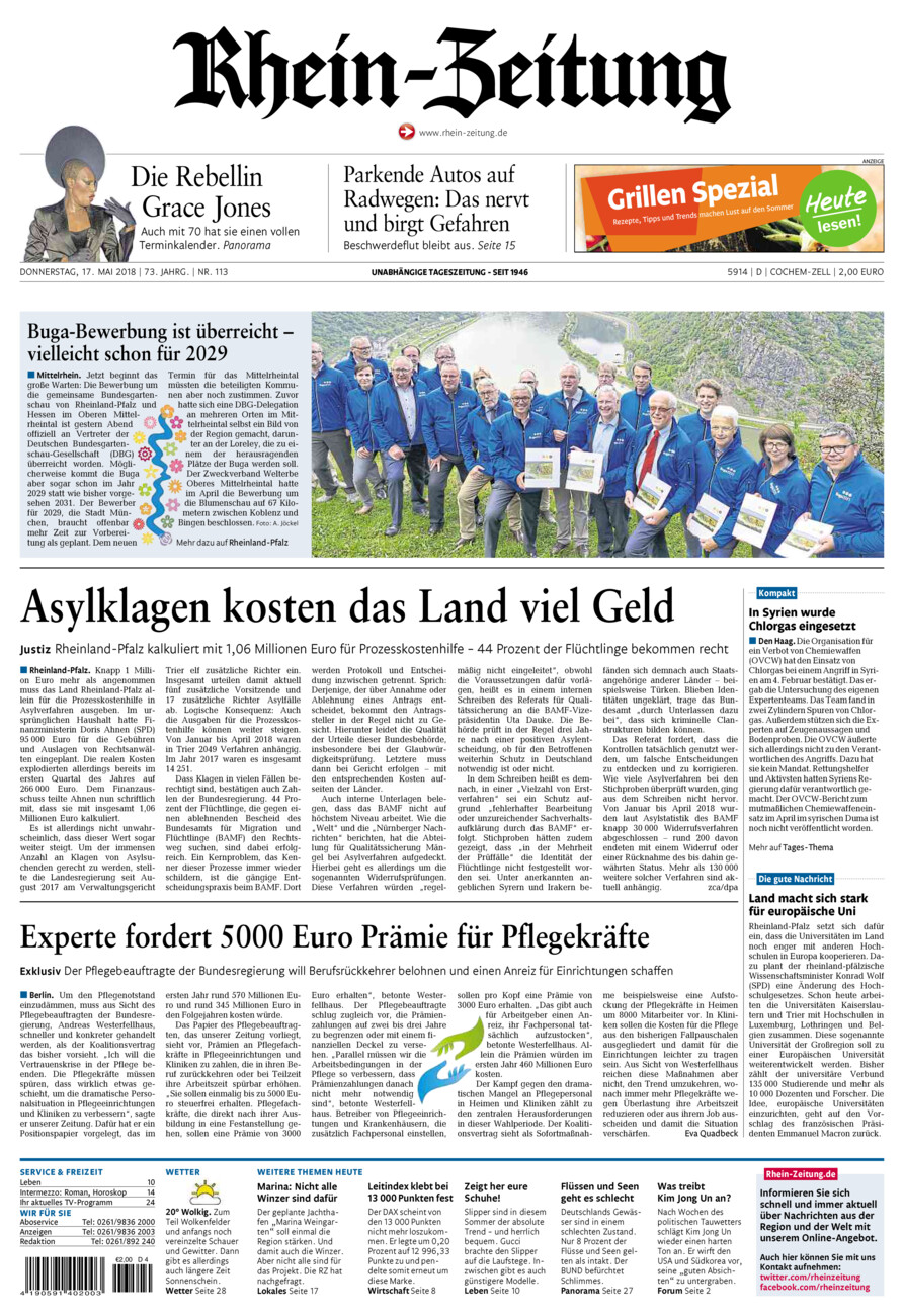 Rhein-Zeitung Kreis Cochem-Zell vom Donnerstag, 17.05.2018
