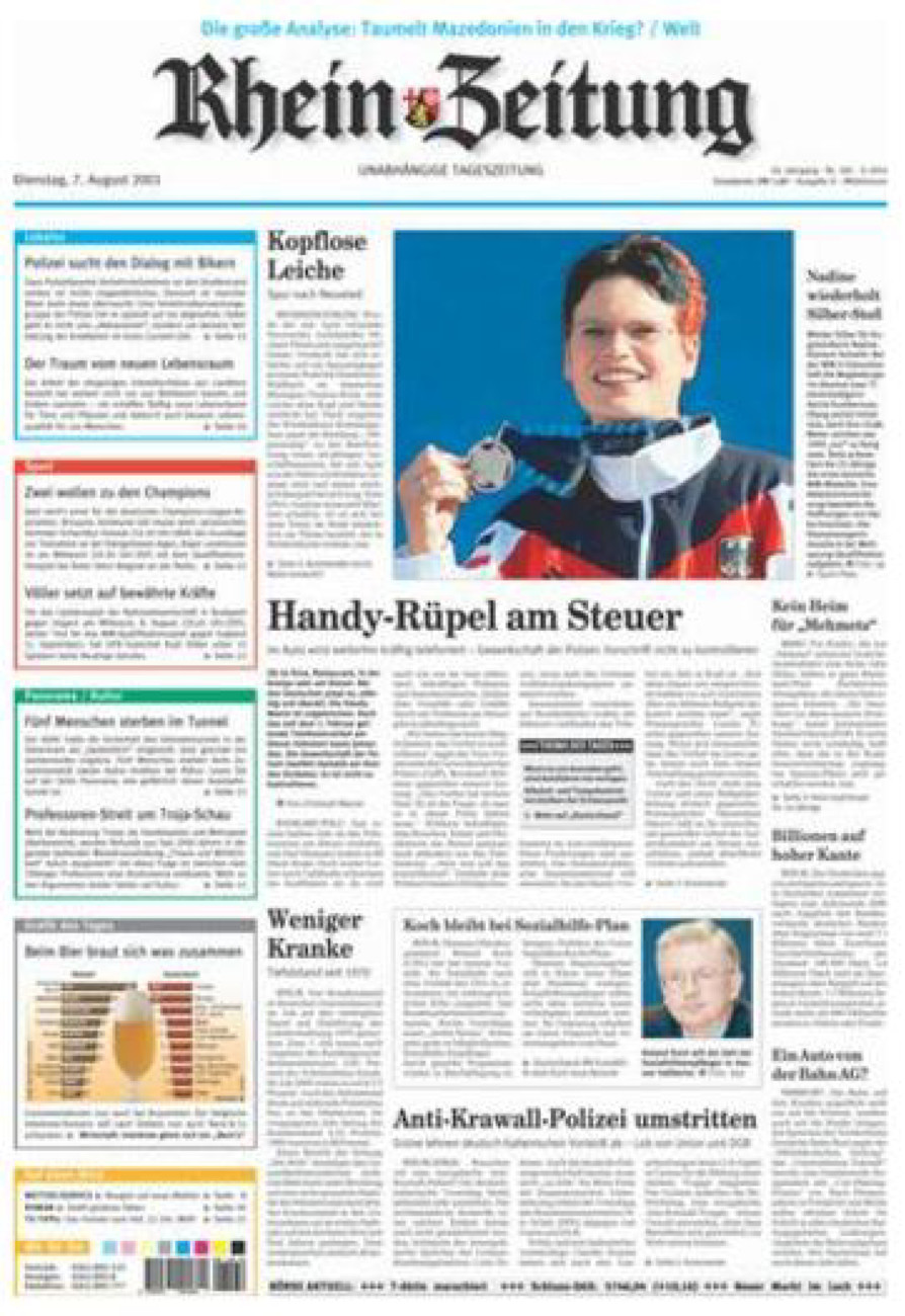 Rhein-Zeitung Kreis Cochem-Zell vom Dienstag, 07.08.2001