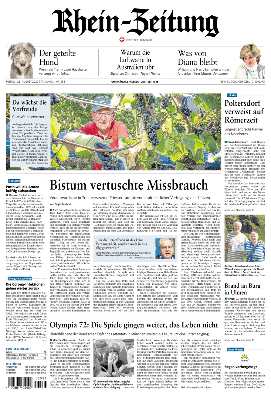 Rhein-Zeitung Kreis Cochem-Zell vom Freitag, 26.08.2022
