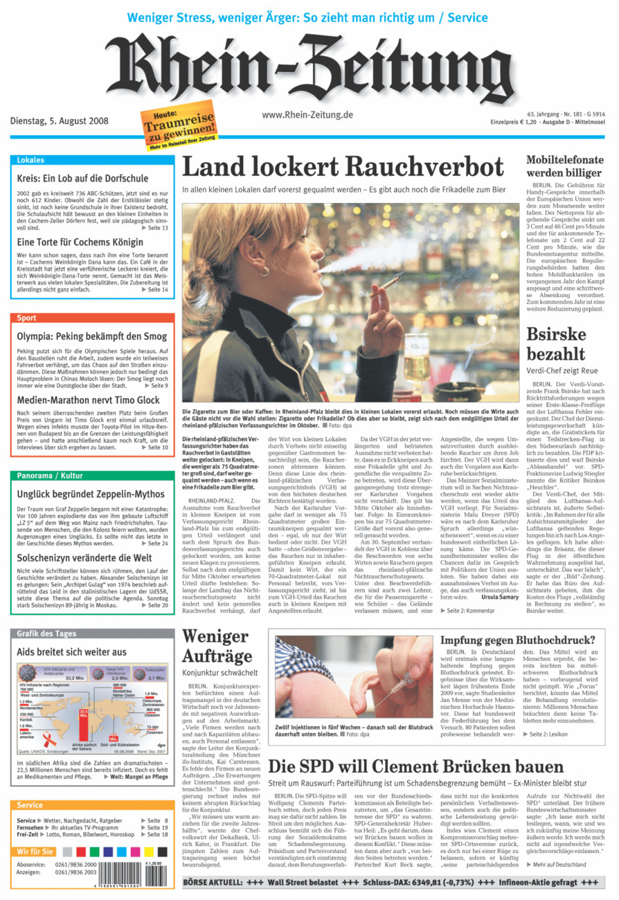 Rhein-Zeitung Kreis Cochem-Zell vom Dienstag, 05.08.2008