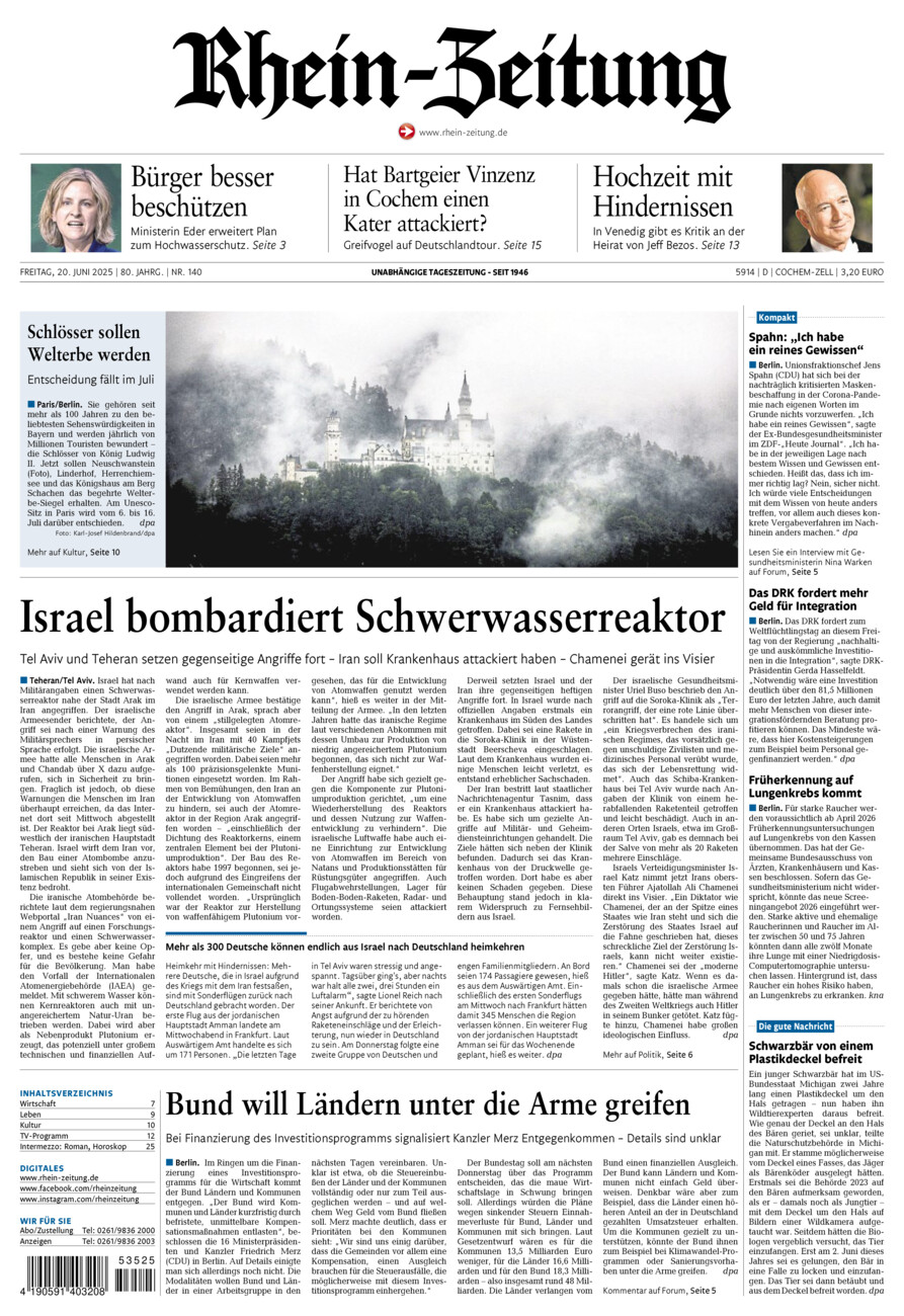 Rhein-Zeitung Kreis Cochem-Zell vom Freitag, 20.06.2025
