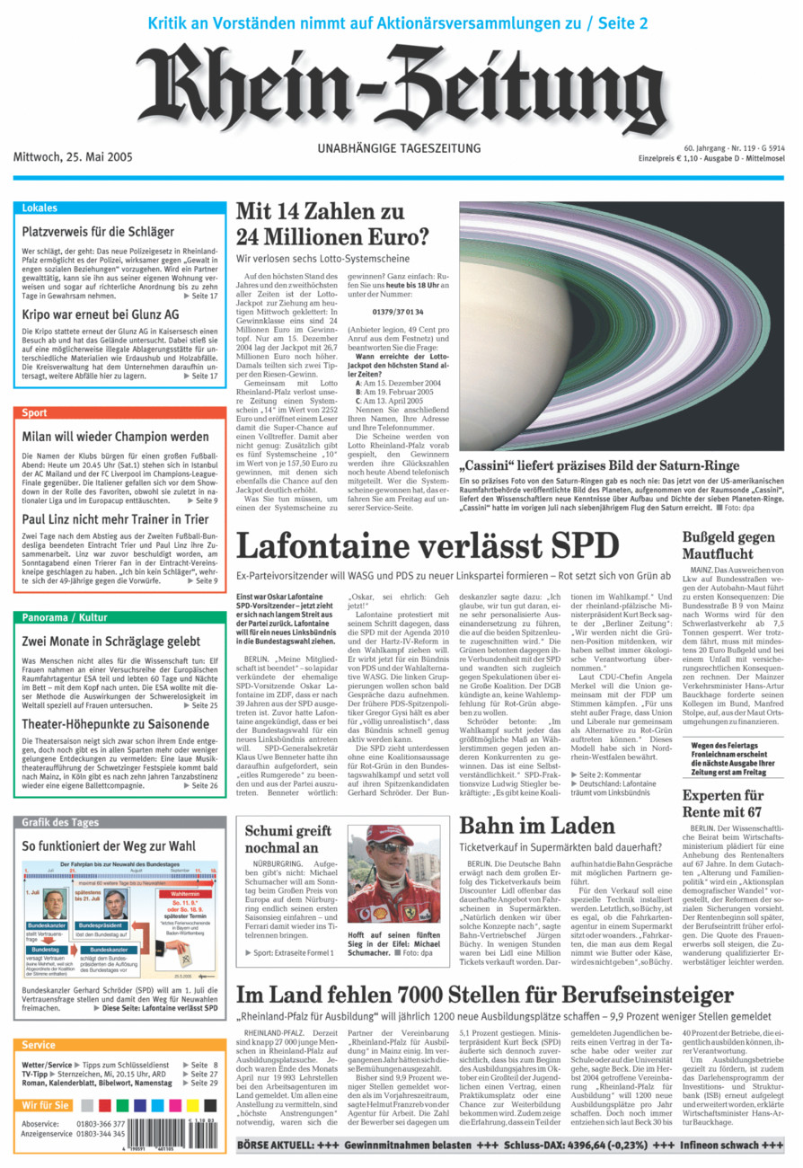 Rhein-Zeitung Kreis Cochem-Zell vom Mittwoch, 25.05.2005