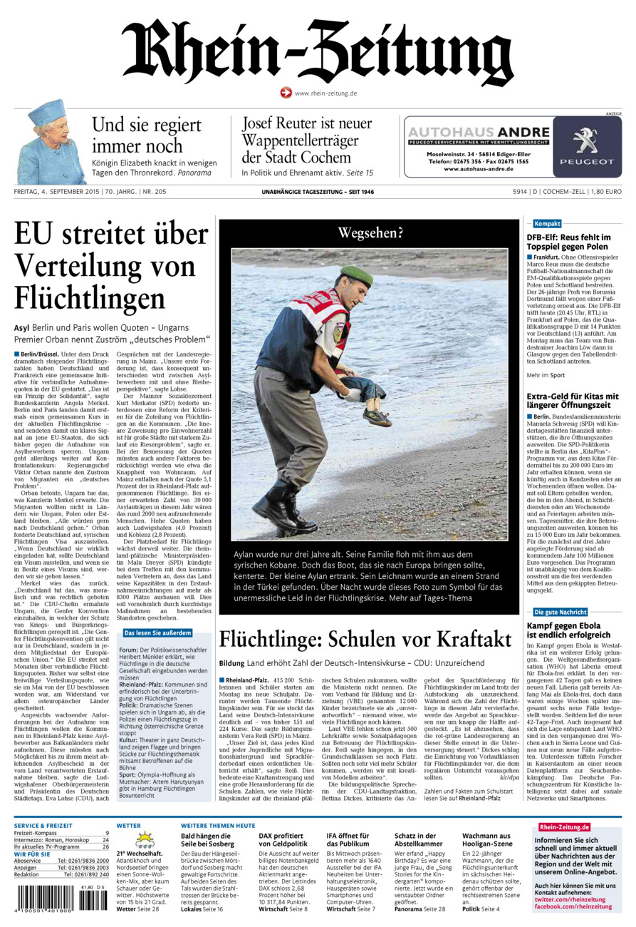 Rhein-Zeitung Kreis Cochem-Zell vom Freitag, 04.09.2015