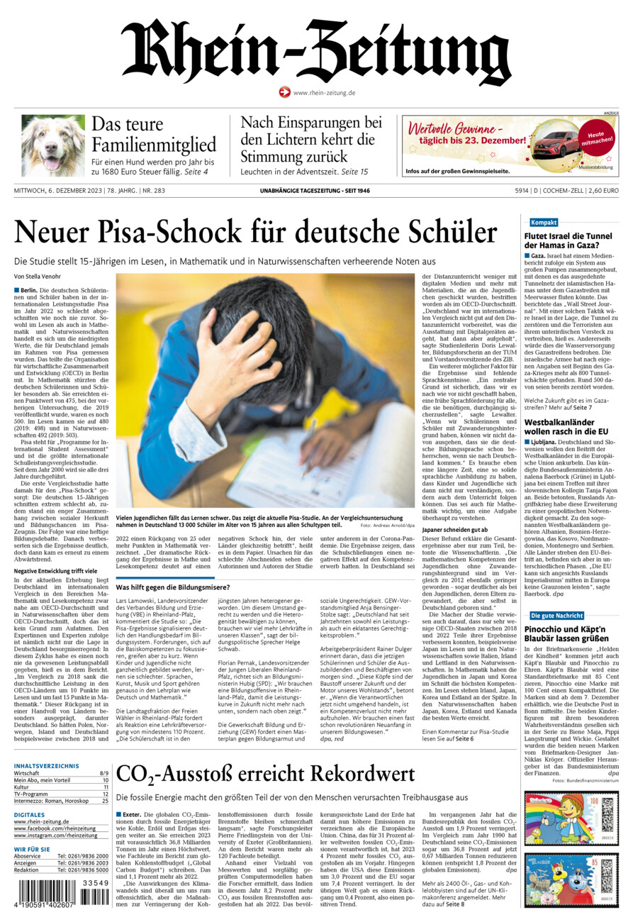 Rhein-Zeitung Kreis Cochem-Zell vom Mittwoch, 06.12.2023
