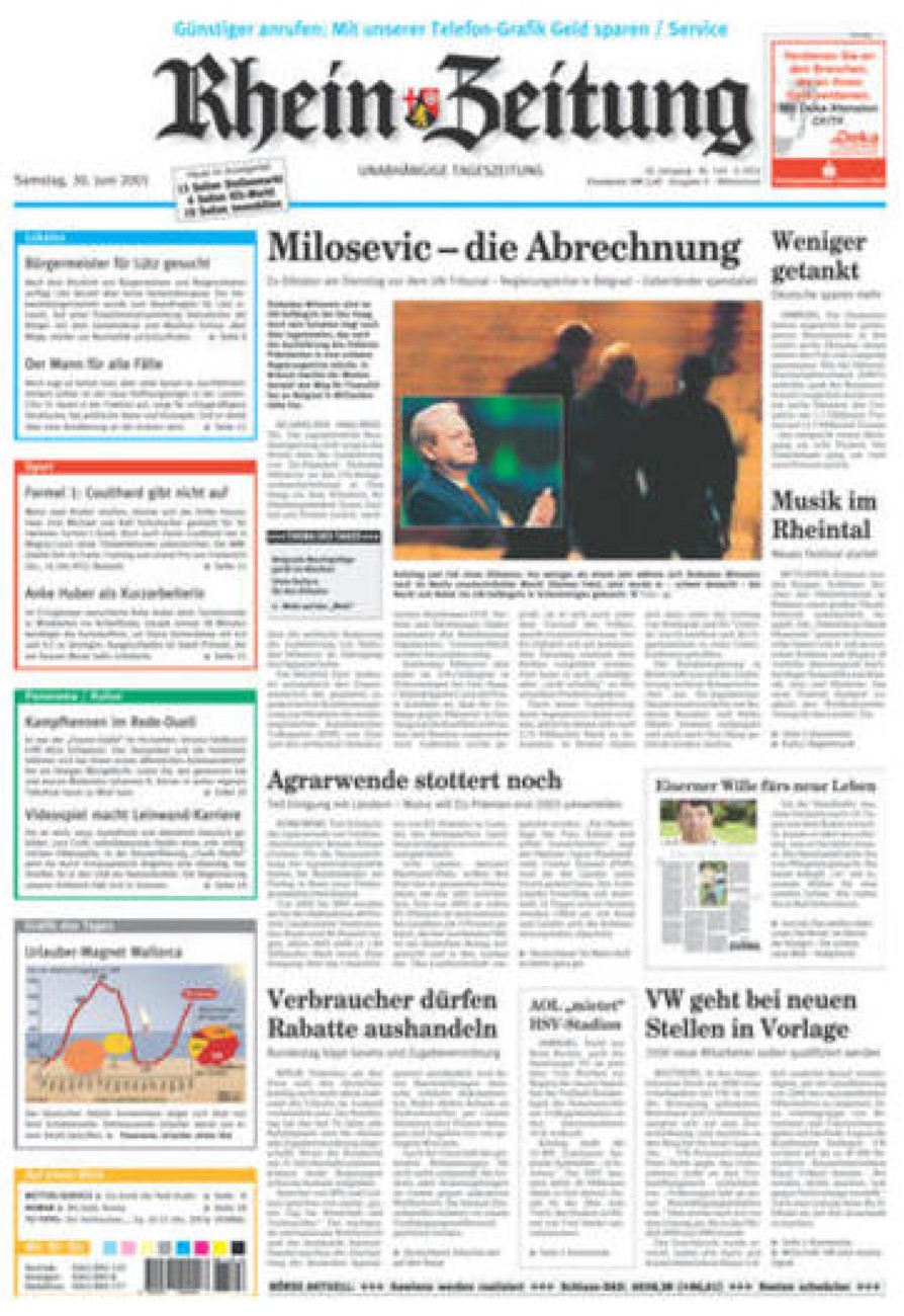 Rhein-Zeitung Kreis Cochem-Zell vom Samstag, 30.06.2001