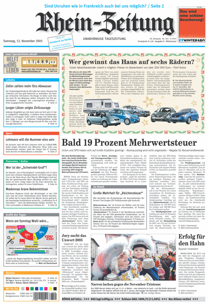 Rhein-Zeitung Kreis Cochem-Zell vom Samstag, 12.11.2005