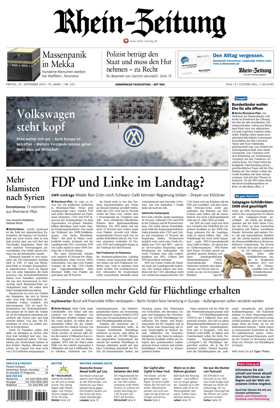 Rhein-Zeitung Kreis Cochem-Zell vom Freitag, 25.09.2015