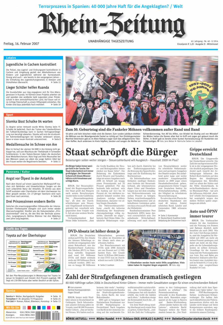 Rhein-Zeitung Kreis Cochem-Zell vom Freitag, 16.02.2007