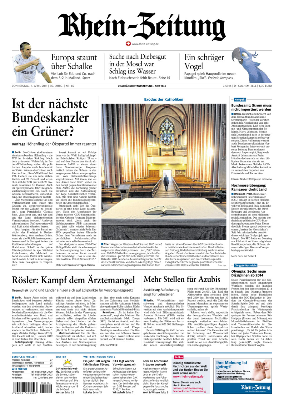 Rhein-Zeitung Kreis Cochem-Zell vom Donnerstag, 07.04.2011