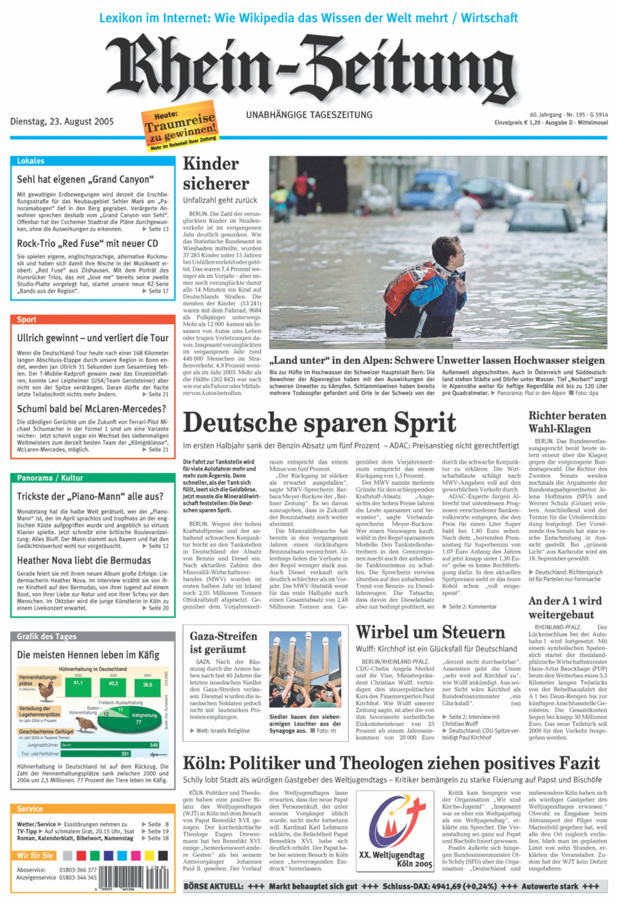 Rhein-Zeitung Kreis Cochem-Zell vom Dienstag, 23.08.2005