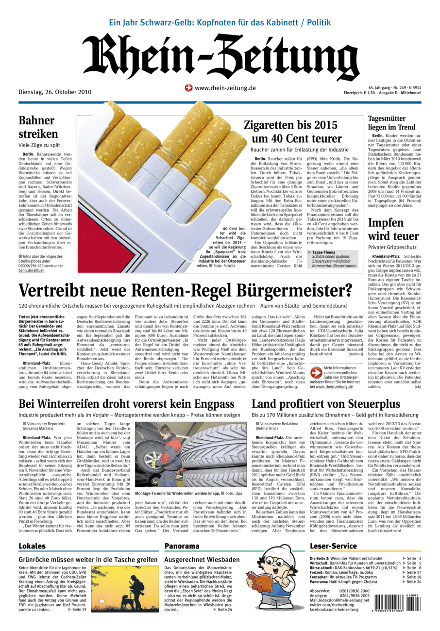 Rhein-Zeitung Kreis Cochem-Zell vom Dienstag, 26.10.2010