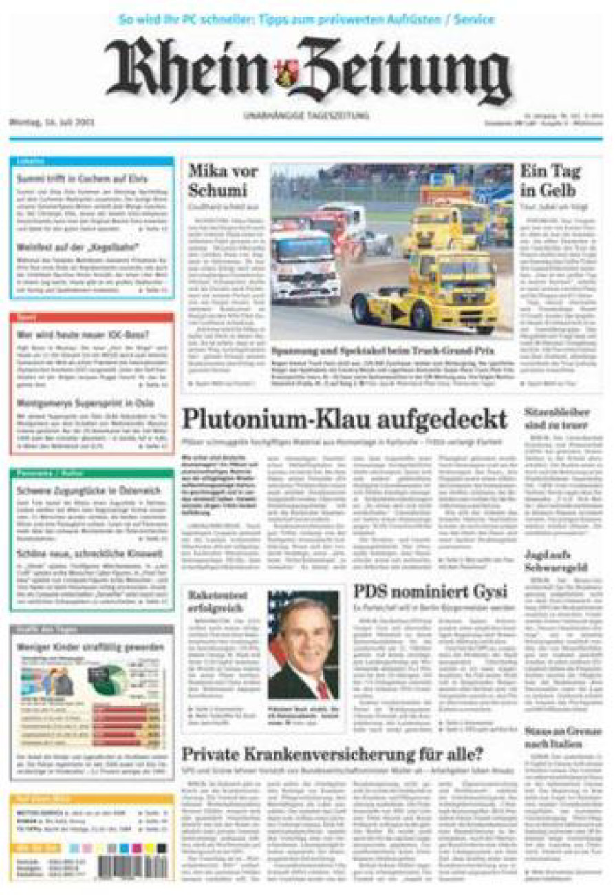 Rhein-Zeitung Kreis Cochem-Zell vom Montag, 16.07.2001