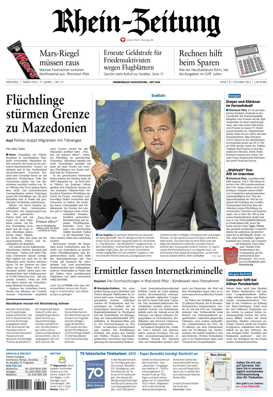 Rhein-Zeitung Kreis Cochem-Zell vom Dienstag, 01.03.2016