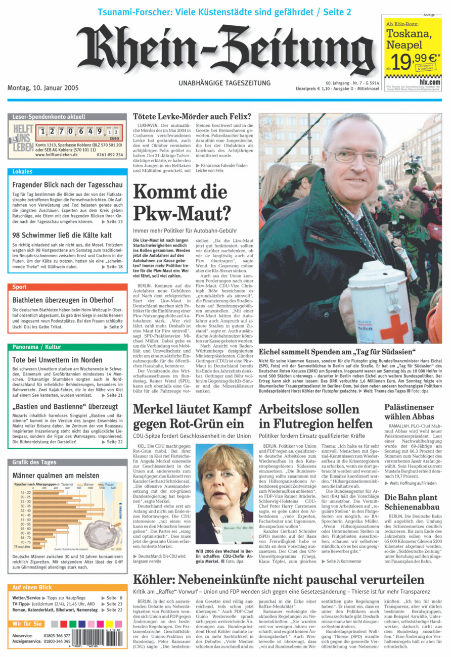 Rhein-Zeitung Kreis Cochem-Zell vom Montag, 10.01.2005