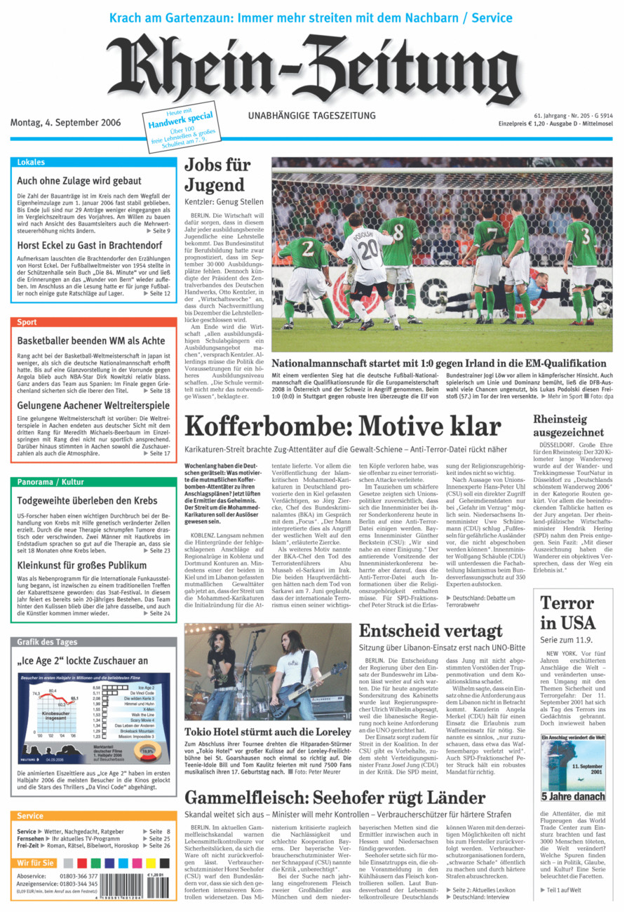 Rhein-Zeitung Kreis Cochem-Zell vom Montag, 04.09.2006