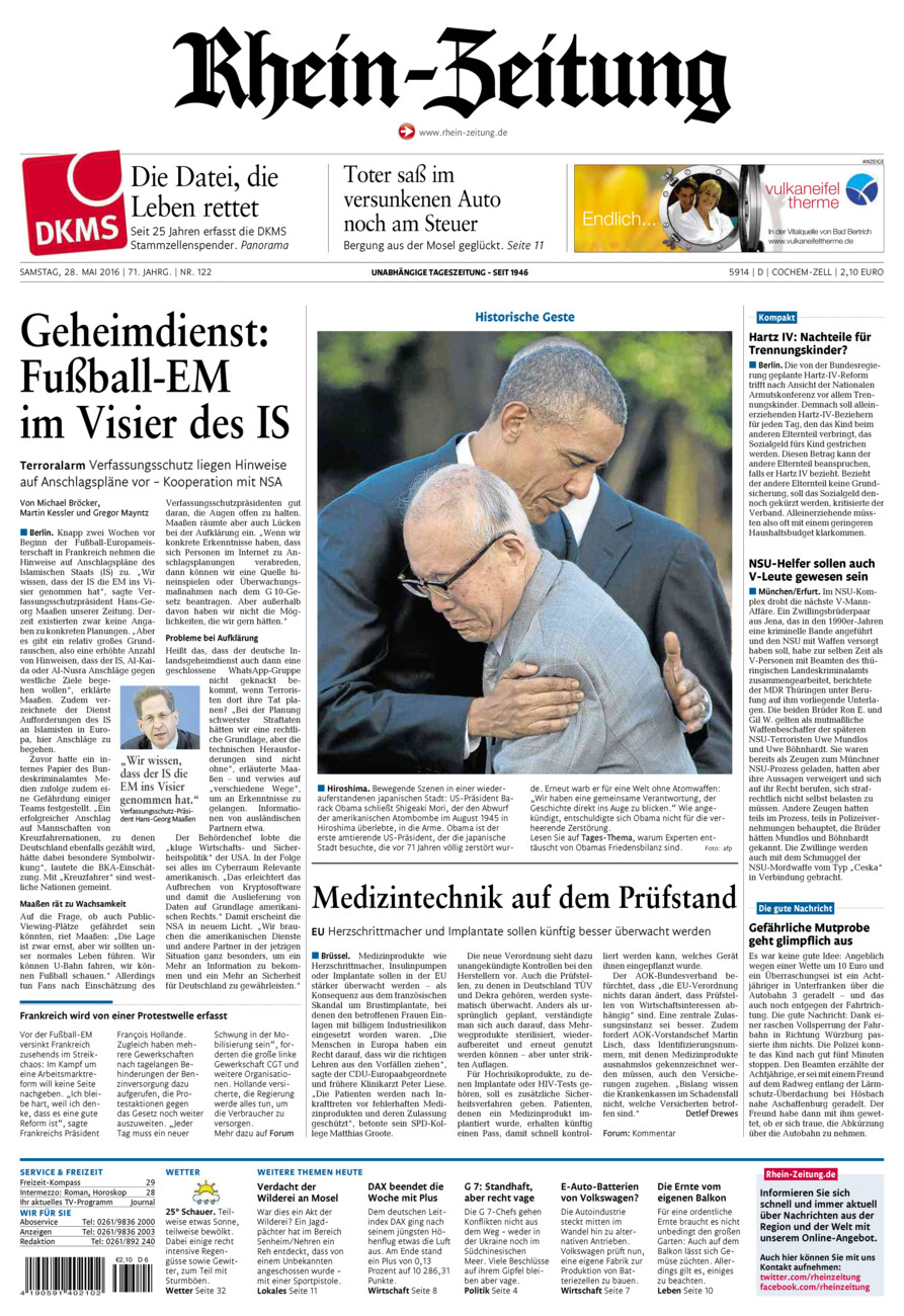 Rhein-Zeitung Kreis Cochem-Zell vom Samstag, 28.05.2016