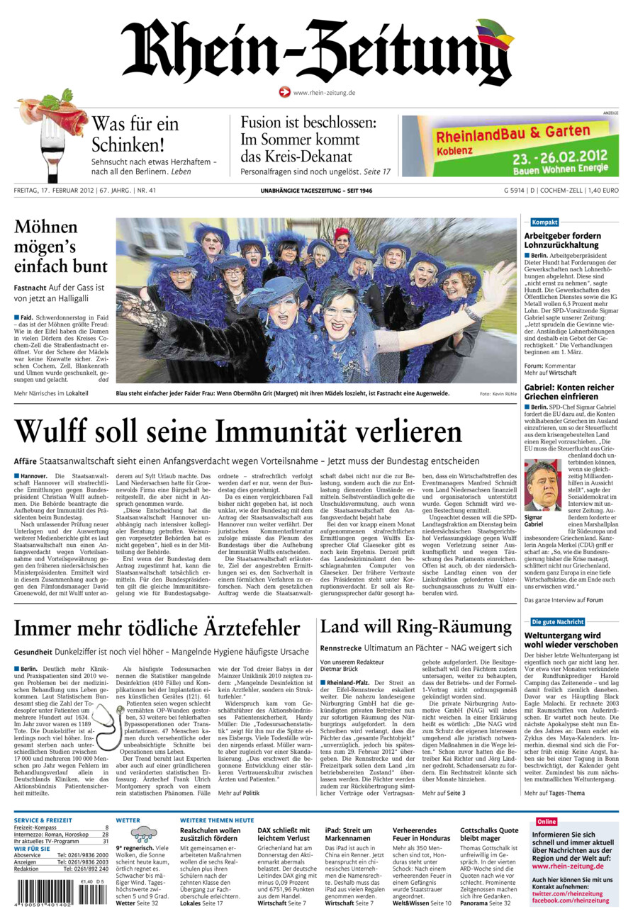 Rhein-Zeitung Kreis Cochem-Zell vom Freitag, 17.02.2012