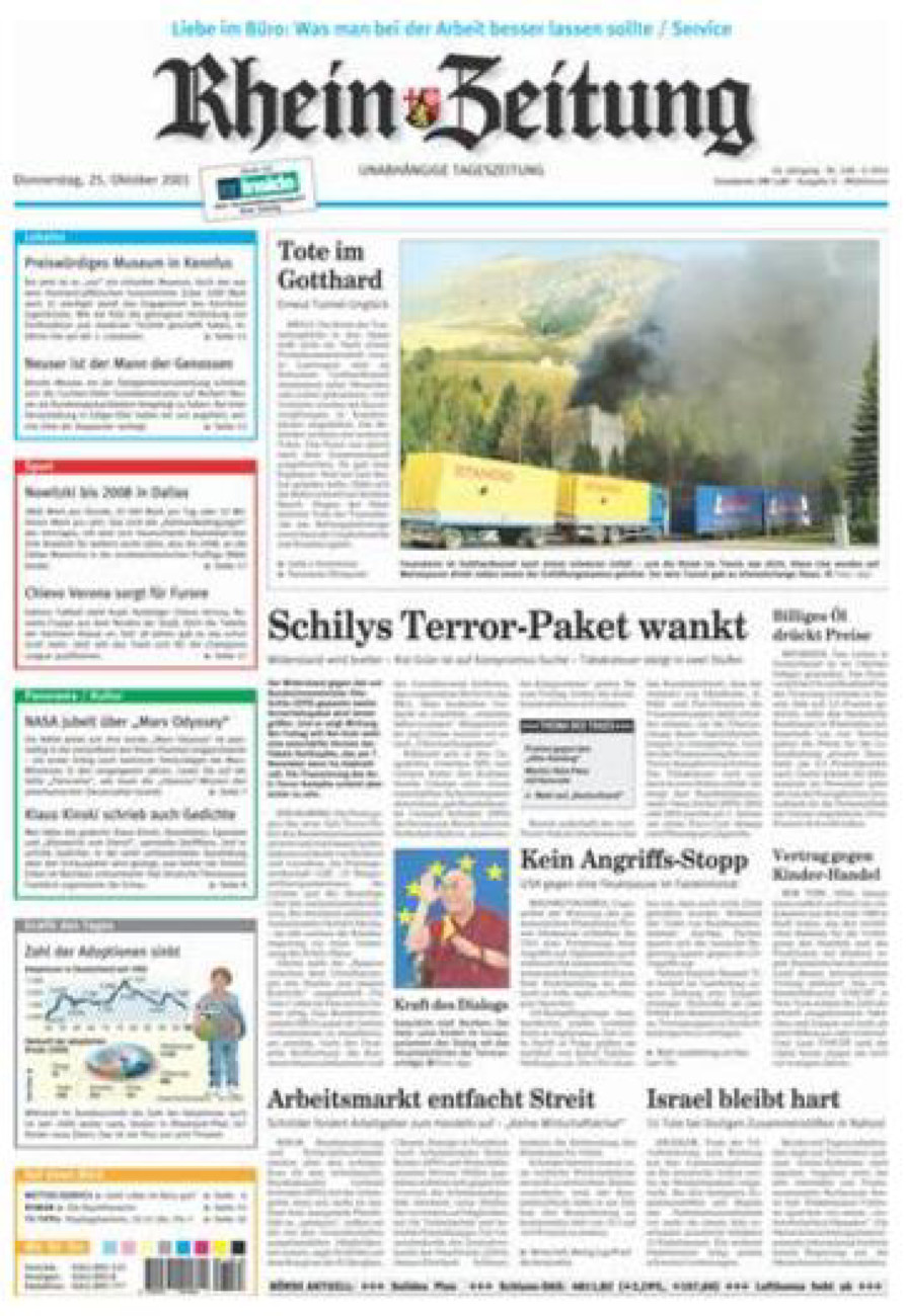 Rhein-Zeitung Kreis Cochem-Zell vom Donnerstag, 25.10.2001