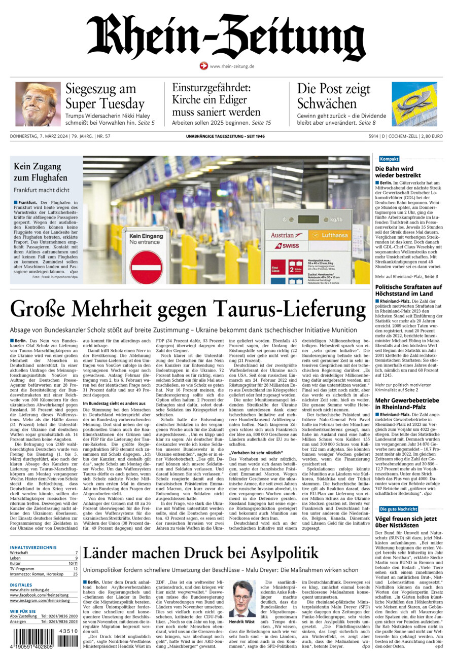 Rhein-Zeitung Kreis Cochem-Zell vom Donnerstag, 07.03.2024