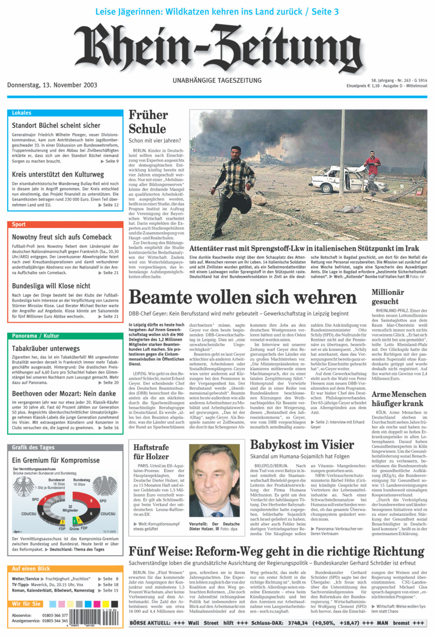 Rhein-Zeitung Kreis Cochem-Zell vom Donnerstag, 13.11.2003