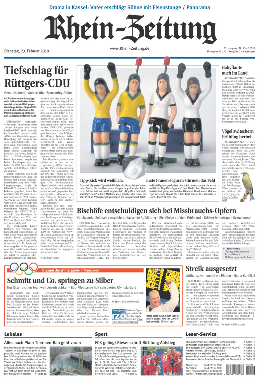 Rhein-Zeitung Kreis Cochem-Zell vom Dienstag, 23.02.2010