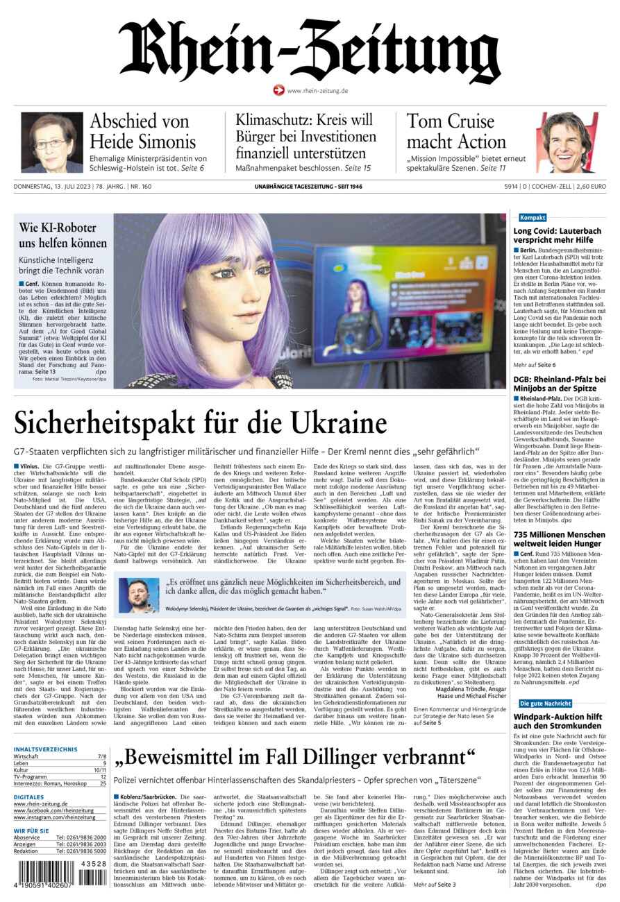 Rhein-Zeitung Kreis Cochem-Zell vom Donnerstag, 13.07.2023