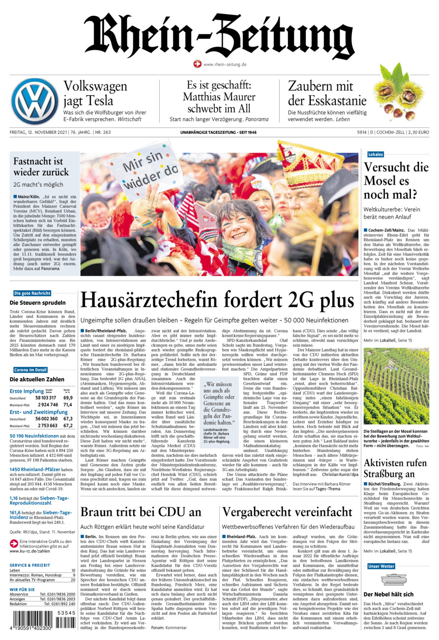Rhein-Zeitung Kreis Cochem-Zell vom Freitag, 12.11.2021