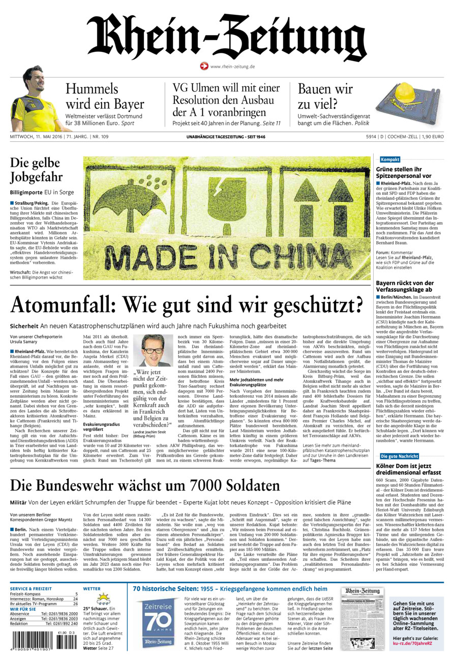Rhein-Zeitung Kreis Cochem-Zell vom Mittwoch, 11.05.2016