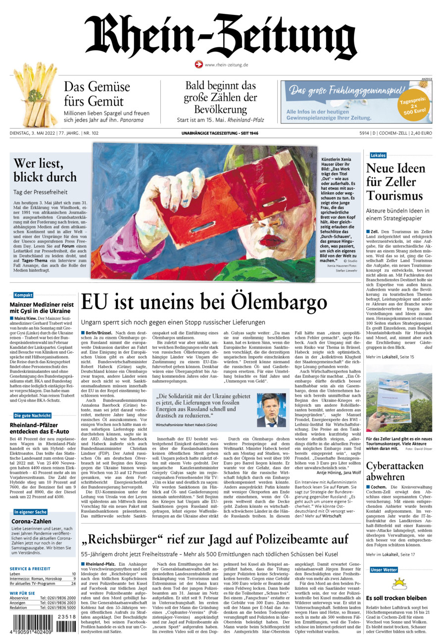 Rhein-Zeitung Kreis Cochem-Zell vom Dienstag, 03.05.2022