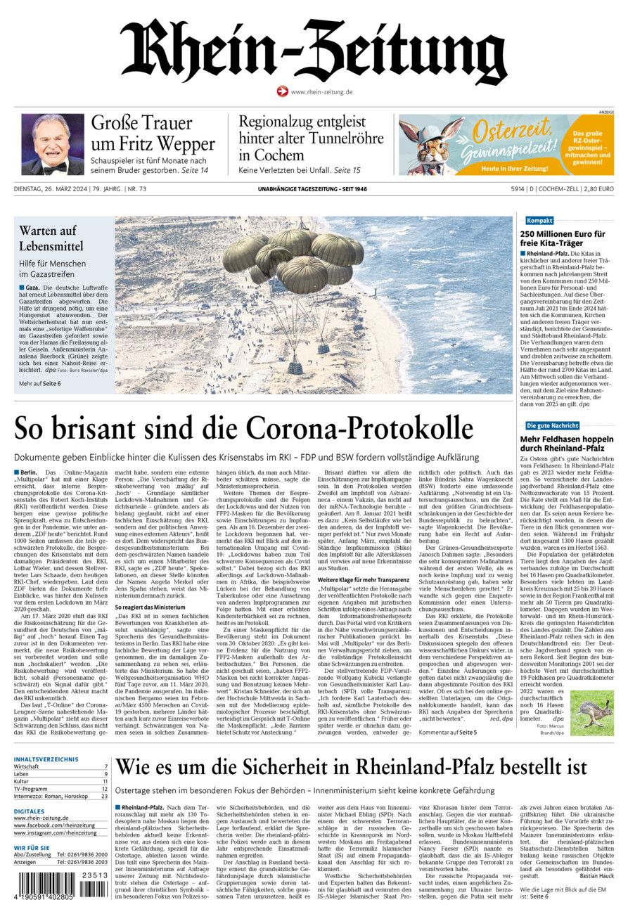 Rhein-Zeitung Kreis Cochem-Zell vom Dienstag, 26.03.2024
