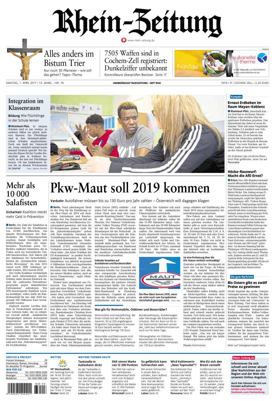 Rhein-Zeitung Kreis Cochem-Zell vom Samstag, 01.04.2017