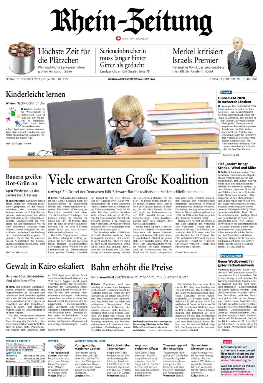 Rhein-Zeitung Kreis Cochem-Zell vom Freitag, 07.12.2012
