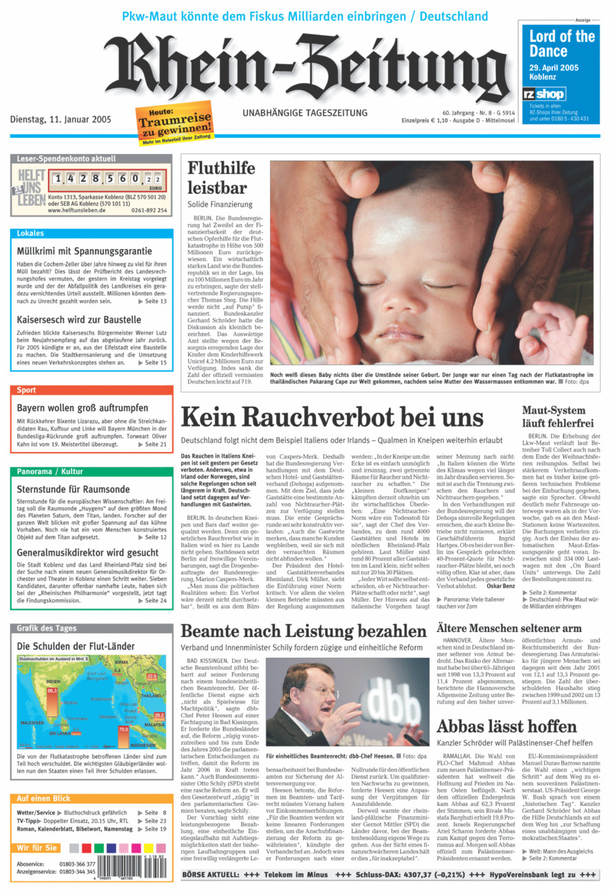 Rhein-Zeitung Kreis Cochem-Zell vom Dienstag, 11.01.2005