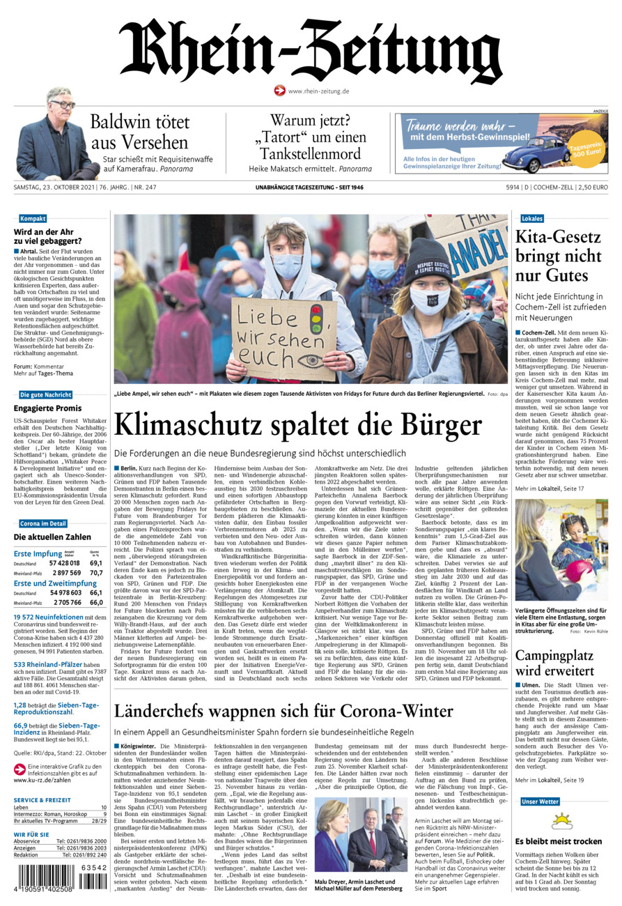 Rhein-Zeitung Kreis Cochem-Zell vom Samstag, 23.10.2021