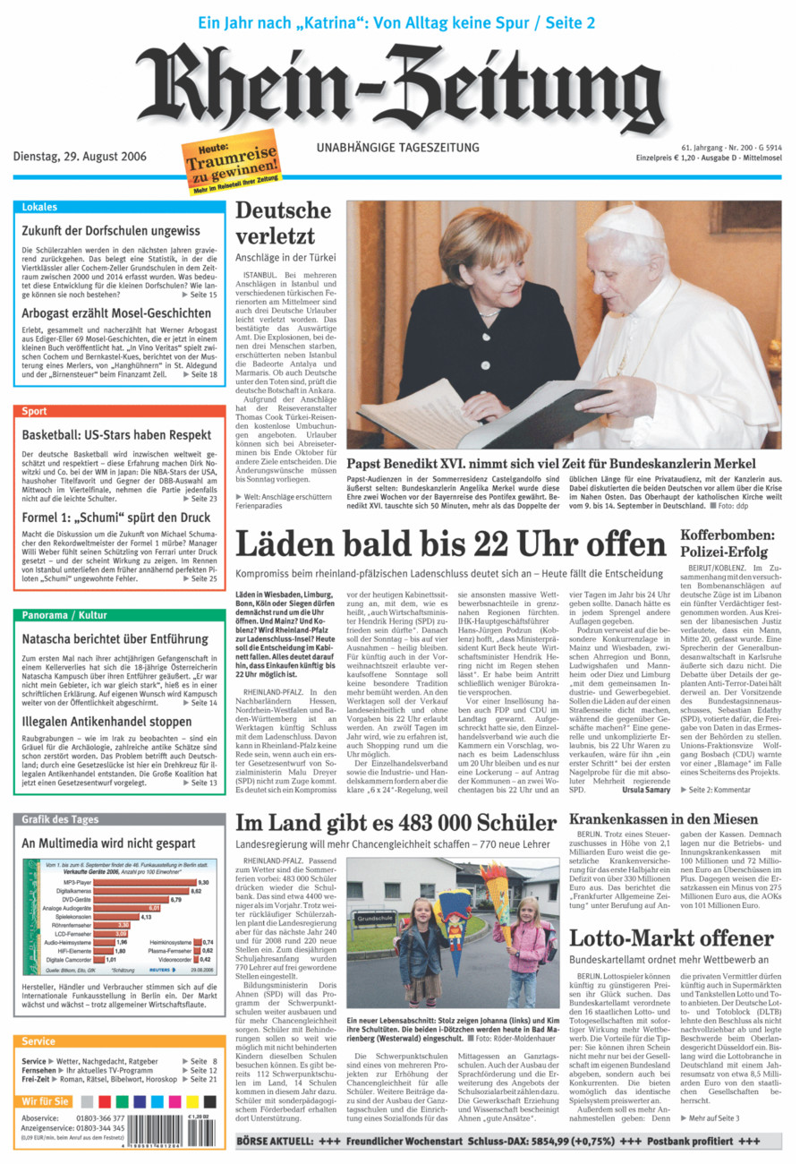 Rhein-Zeitung Kreis Cochem-Zell vom Dienstag, 29.08.2006