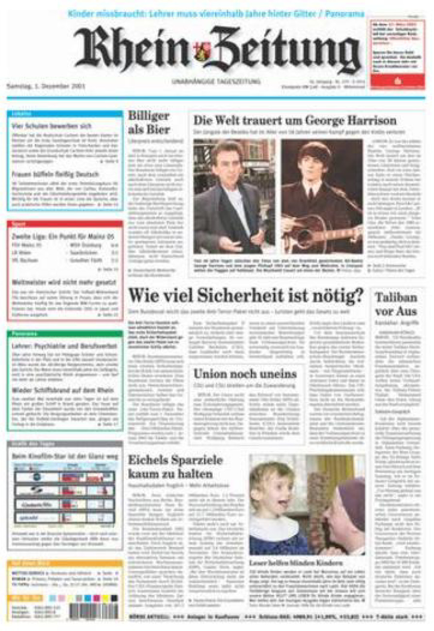 Rhein-Zeitung Kreis Cochem-Zell vom Samstag, 01.12.2001