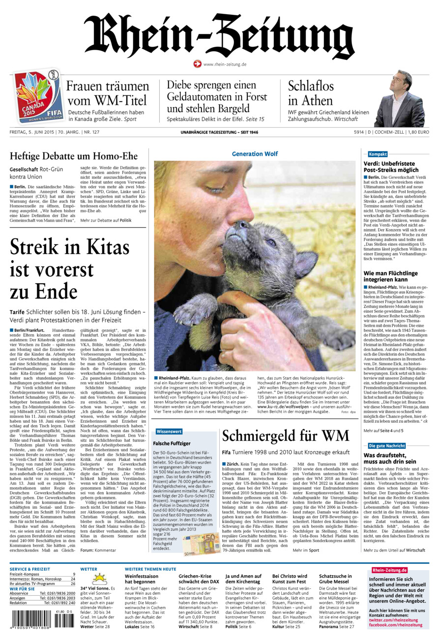 Rhein-Zeitung Kreis Cochem-Zell vom Freitag, 05.06.2015