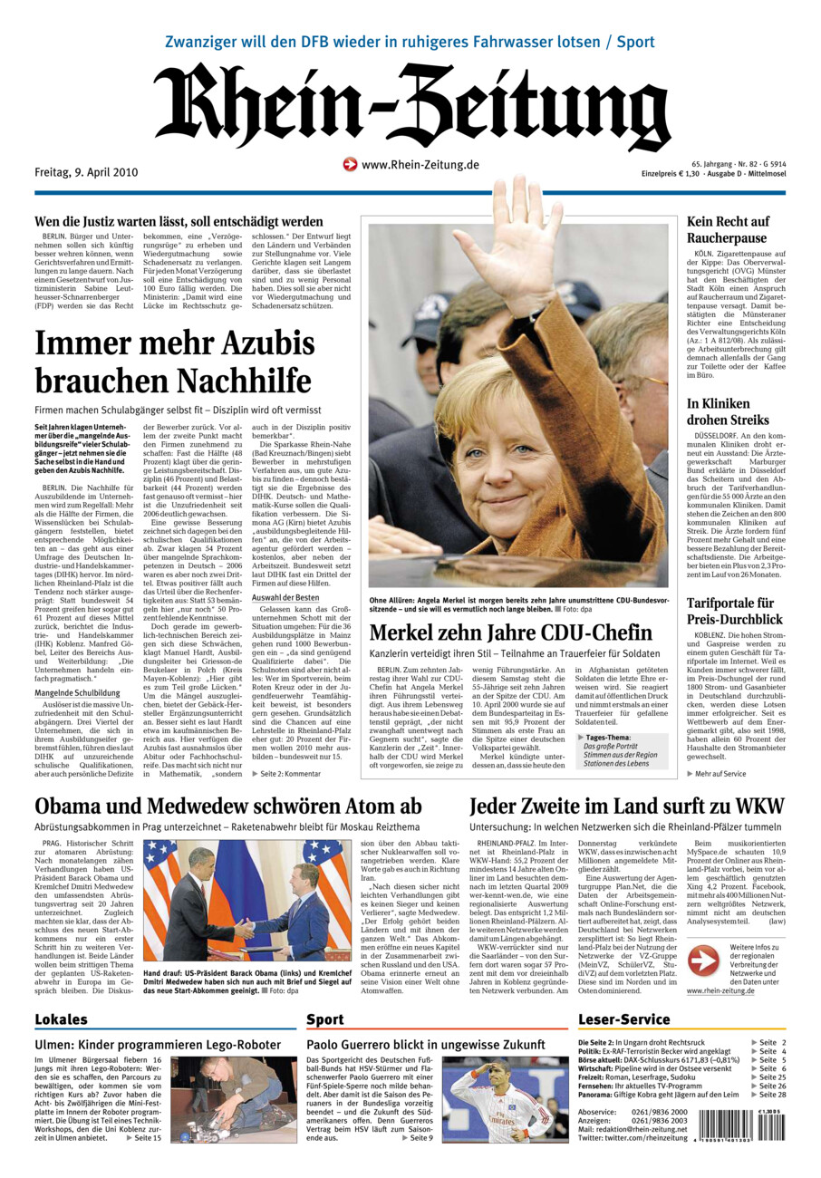 Rhein-Zeitung Kreis Cochem-Zell vom Freitag, 09.04.2010