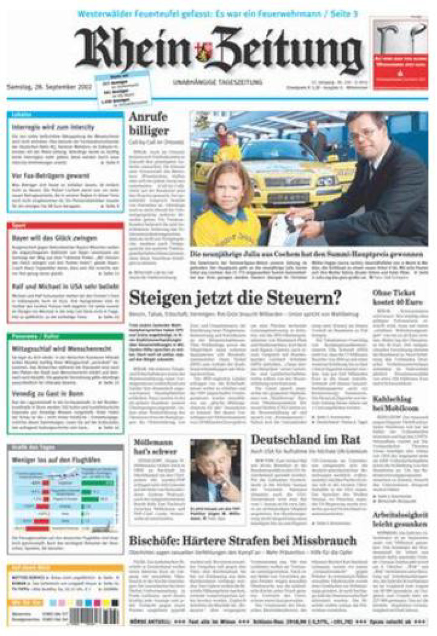 Rhein-Zeitung Kreis Cochem-Zell vom Samstag, 28.09.2002